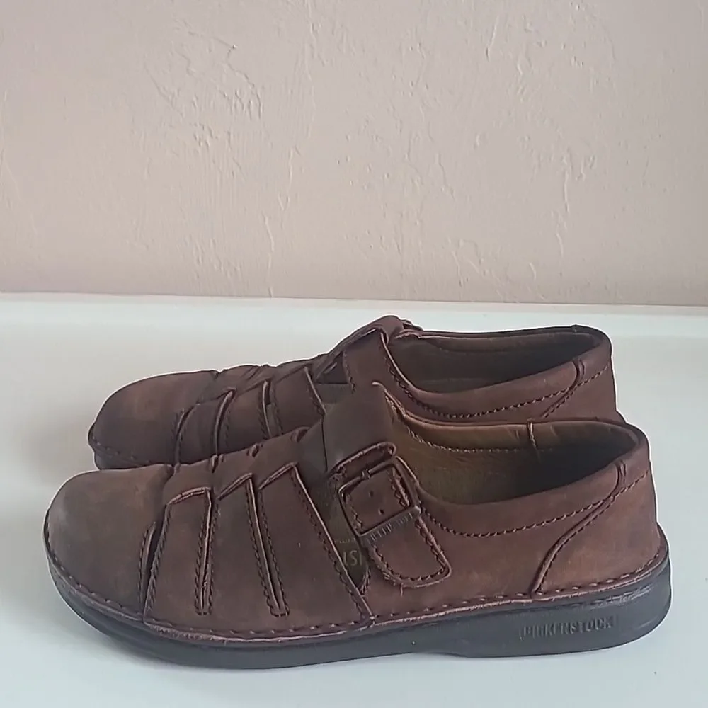Footprints Birkenstock Madeira Brown Leather Fisherman Shoes Unisex Size EU 42